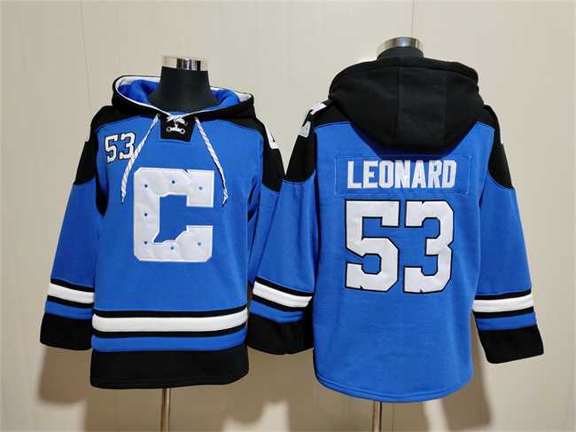 Men's Indianapolis Colts #53 Shaquille Leonard Blue Ageless Must-Have Lace-Up Pullover Hoodie,We sell and wholesale Men's Indianapolis Colts #53 Shaquille Leonard Blue Ageless Must-Have Lace-Up Pullover Hoodie on line form chian!